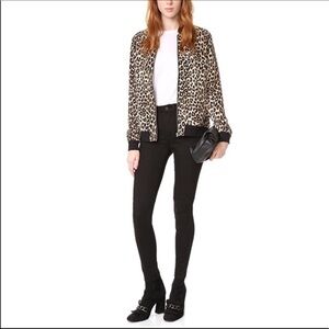 Equipment Abbot 100% Silk Leopard Lightweight Bomber Zip Jacket